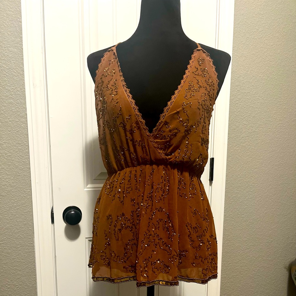 BKE blouse rust orange